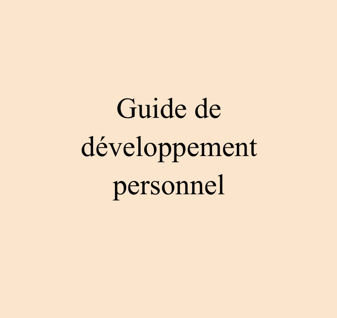 Guide de Développement Personnel 1