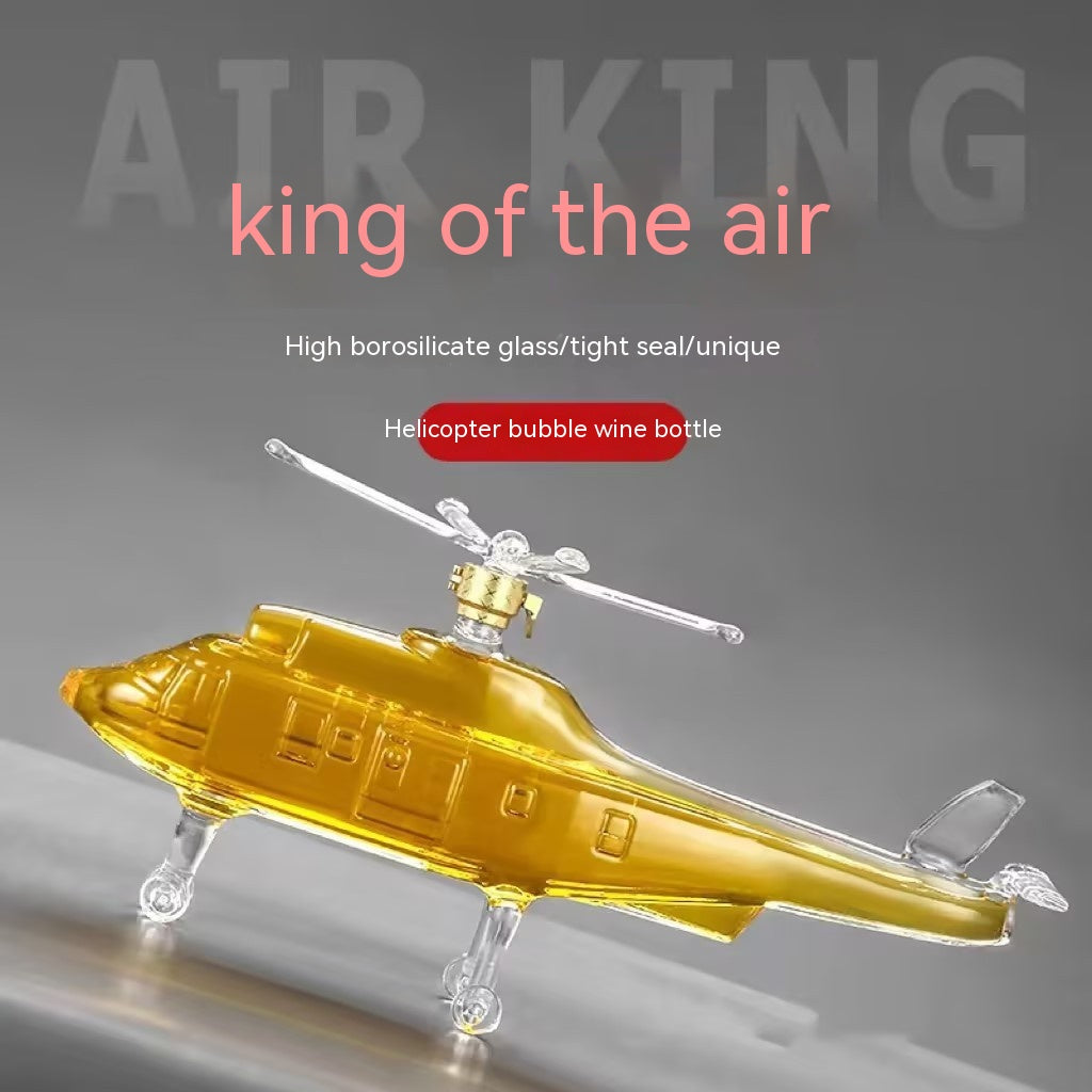 Transparent Glass Jar Helicopter Wine Bottle