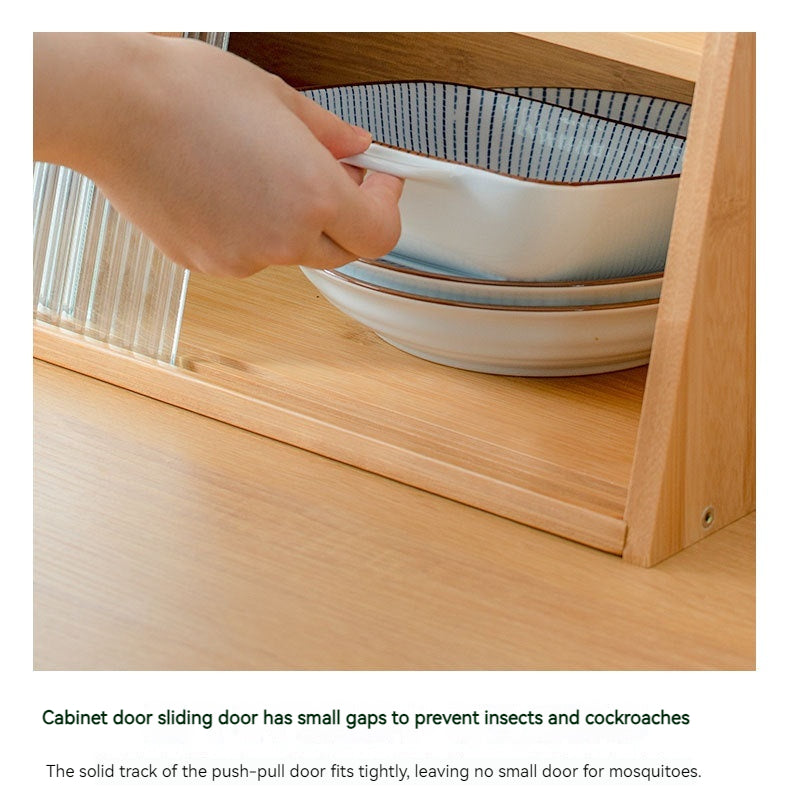 Japanese-style Small Glass Kitchen Table Top Storage Cabinet Solid Wood Household