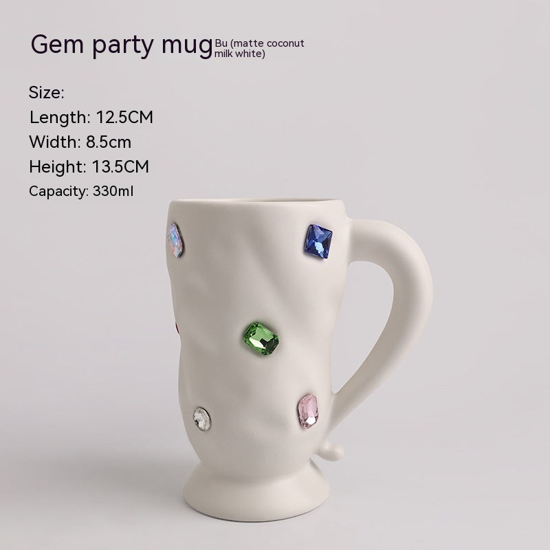 Gem Mug High-grade Coffee Cup Light Luxury Good-looking Lovers Ceramic Cup