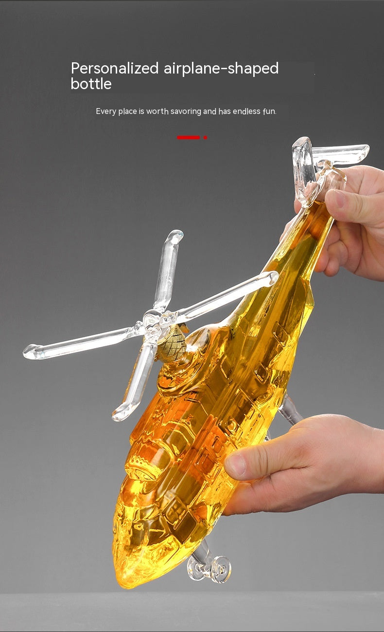 Transparent Glass Jar Helicopter Wine Bottle