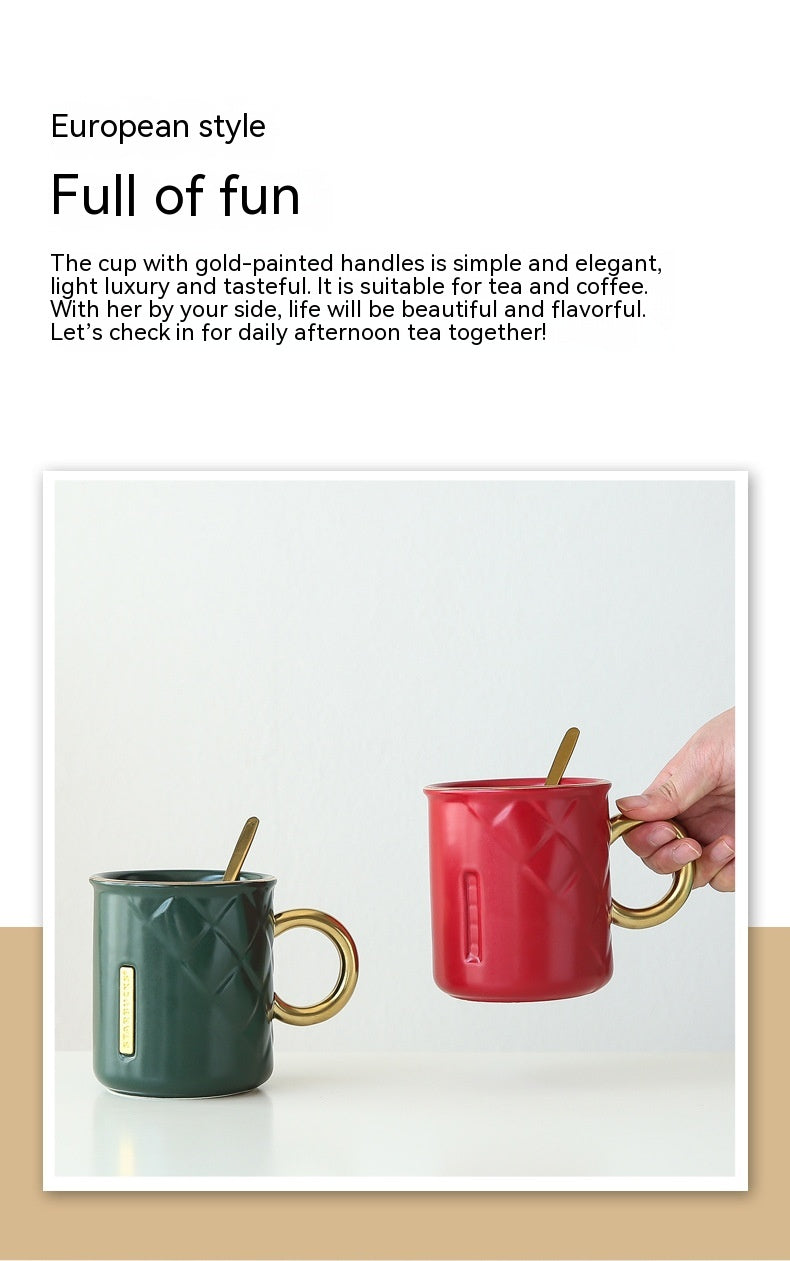 Creative Ceramic Mug Gold-plated Handle Coffee Cup