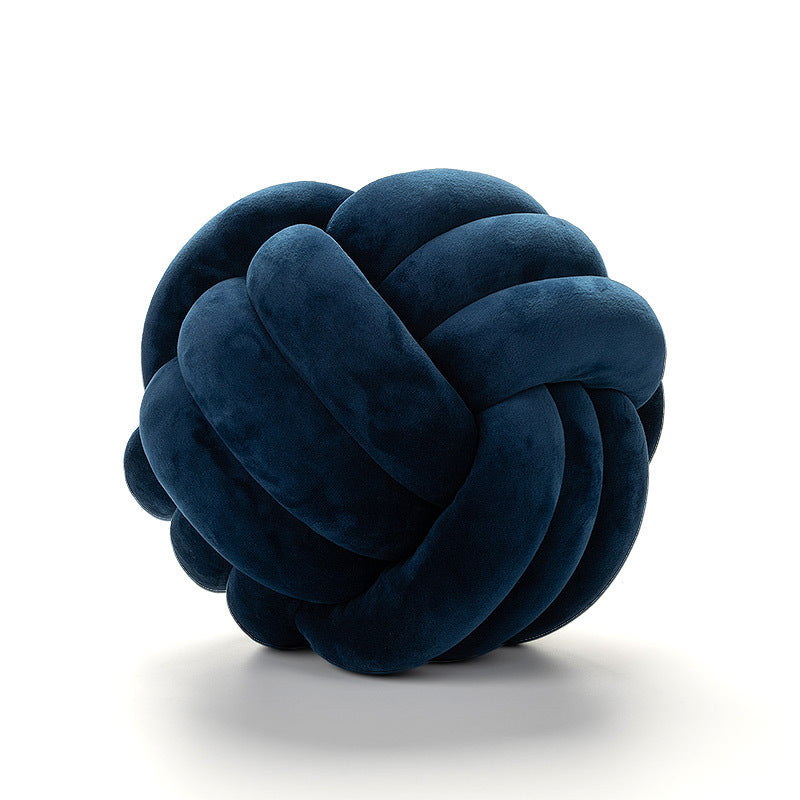 Nordic Fur Ball Pillow Three-strand Rope Knotted Hand-woven Velvet Cushion Knot Window Cushion