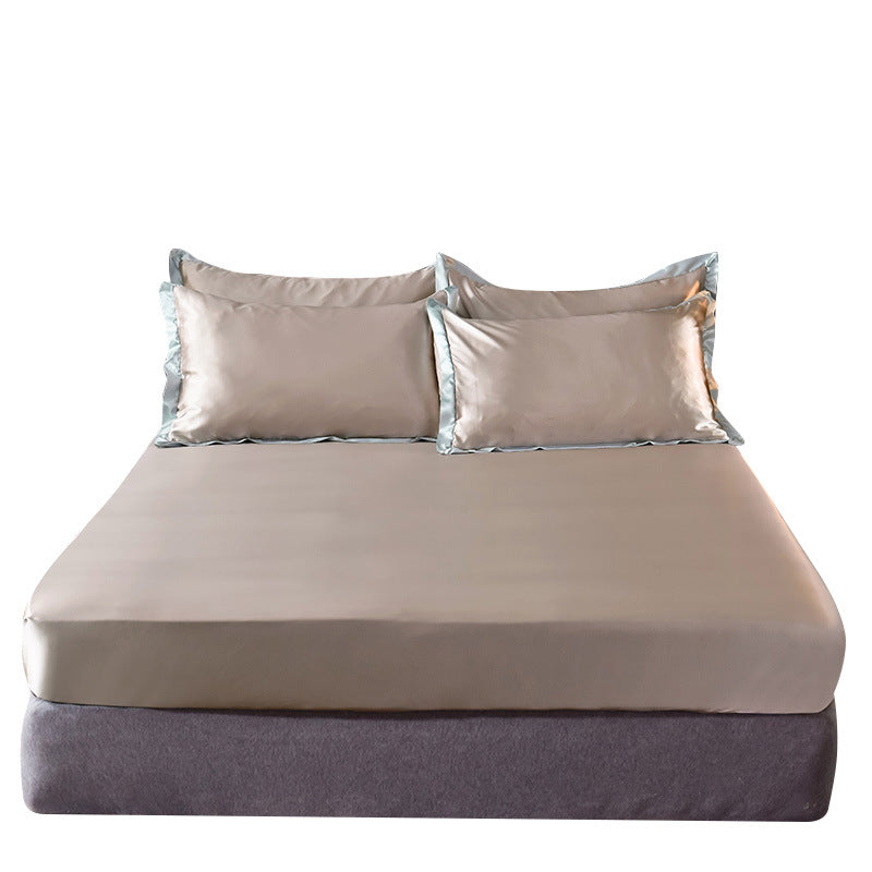 Popular Washed Silk Fitted Sheet Solid Color Home Textile Fitted Sheet
