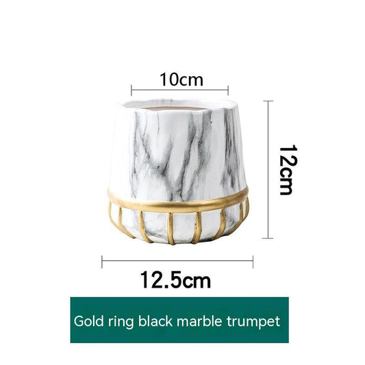 Succulent Flower Pot Golden Edge Home Decoration Wind Marbling Gift Ceramic