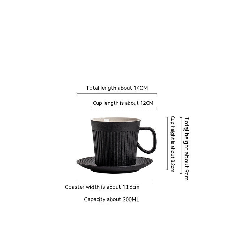 Japanese Green Vertical Grain Coffee Ceramic Mug With Bottom Plate