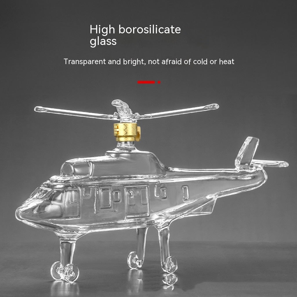Transparent Glass Jar Helicopter Wine Bottle