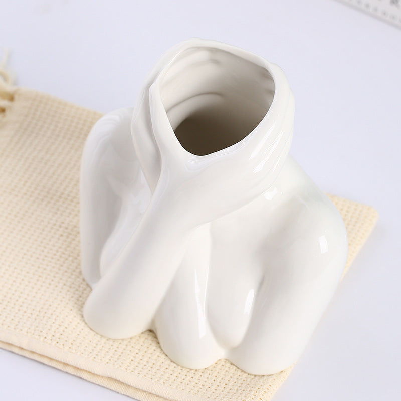 Ins Scandinavian Modern Simple Style Ceramic Vase Decoration Living Room Porch Office Flower Arrangement Decoration
