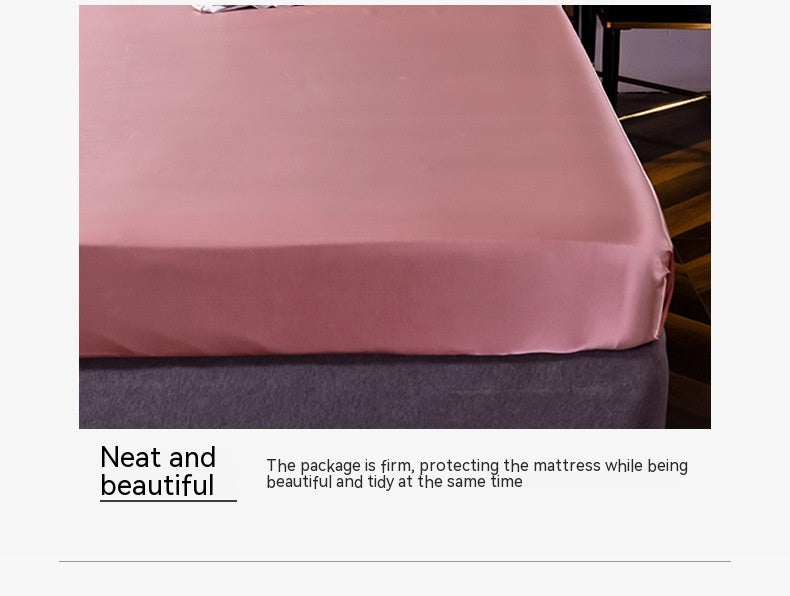 Popular Washed Silk Fitted Sheet Solid Color Home Textile Fitted Sheet