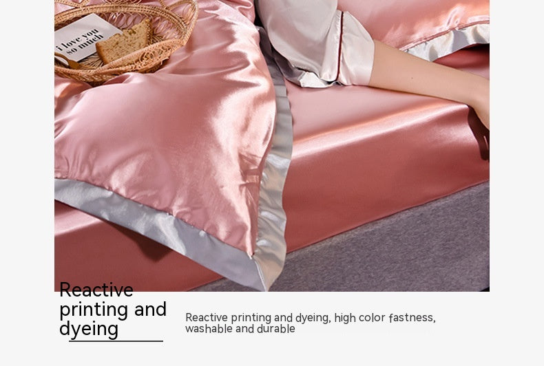 Popular Washed Silk Fitted Sheet Solid Color Home Textile Fitted Sheet