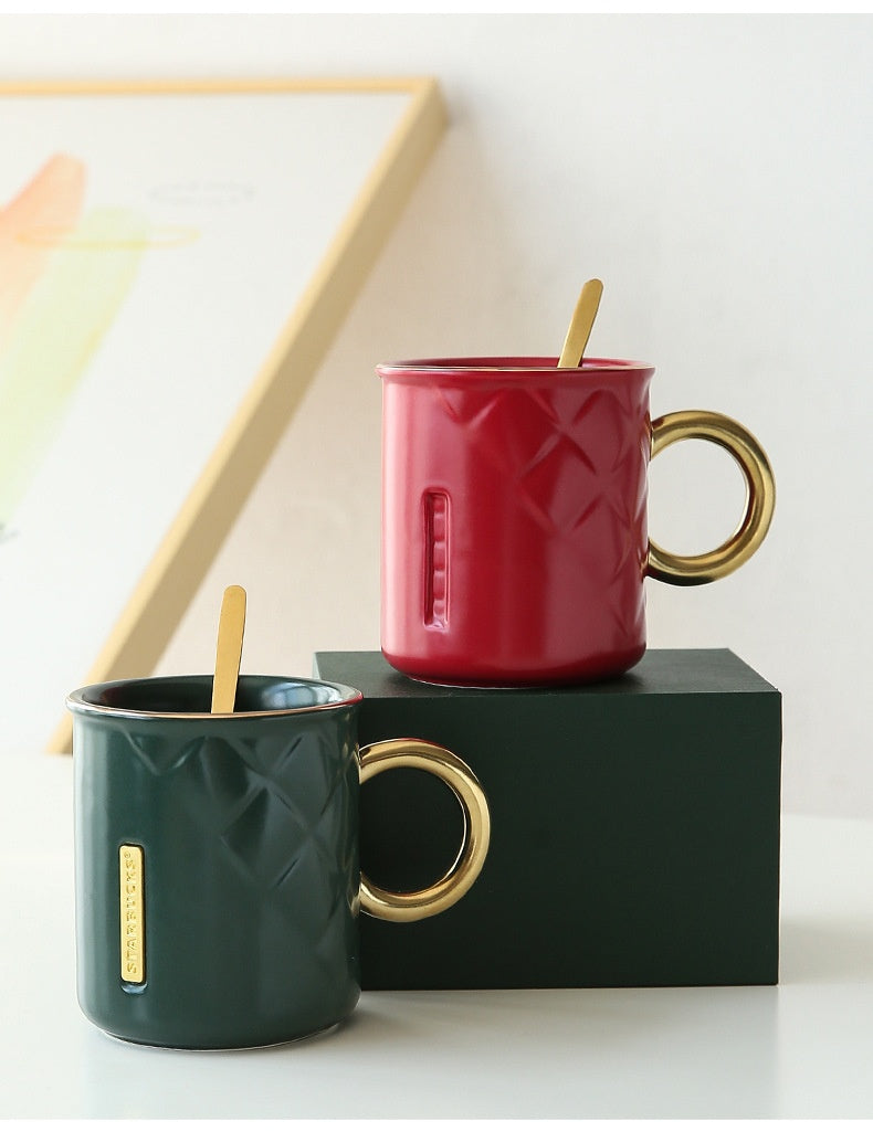 Creative Ceramic Mug Gold-plated Handle Coffee Cup