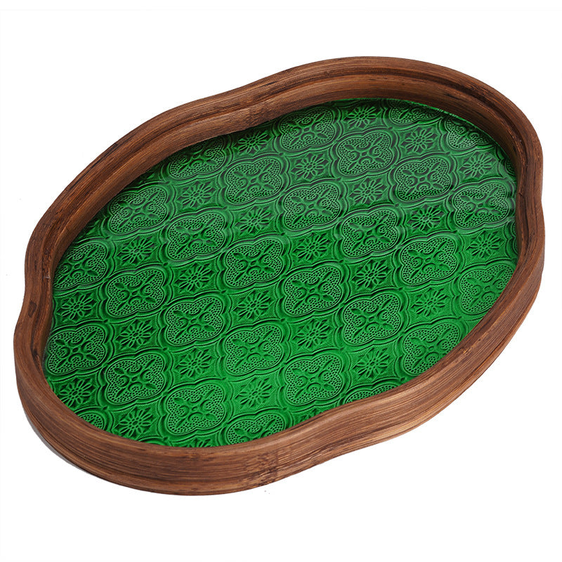 Japanese Style Begonia Glass Tea Tray Retro