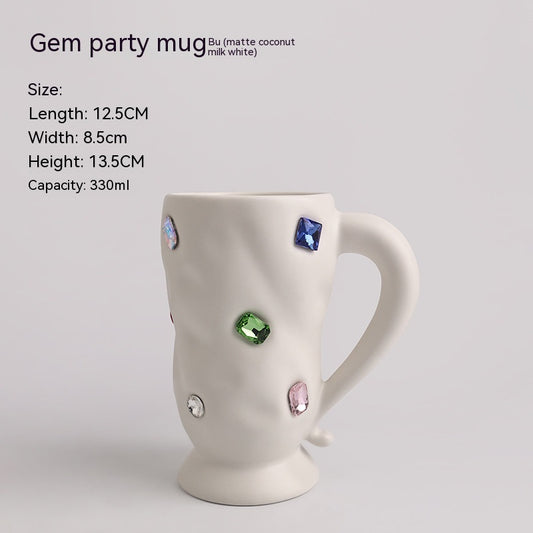 Gem Mug High-grade Coffee Cup Light Luxury Good-looking Lovers Ceramic Cup
