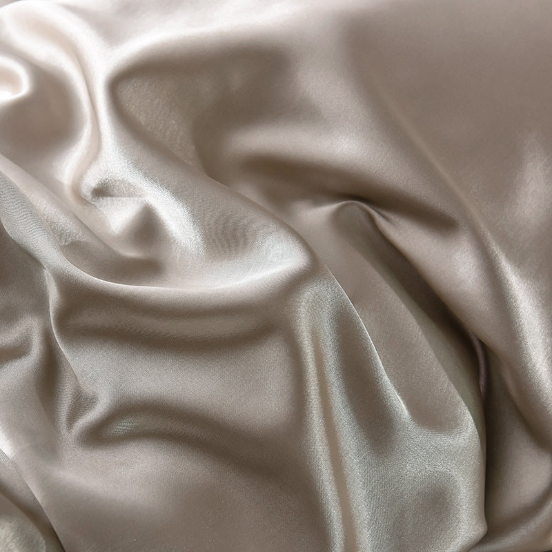 Popular Washed Silk Fitted Sheet Solid Color Home Textile Fitted Sheet